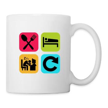 Mange, Dors, travaille, répète une citation drôle, travail - Mug blanc - blanc - Droite