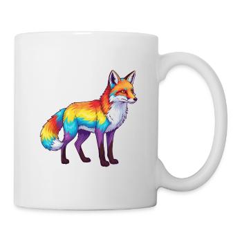 Buntes Fuchs-Regenbogen-Pop-Art-Aquarell - Tasse - Weiß - Rechts