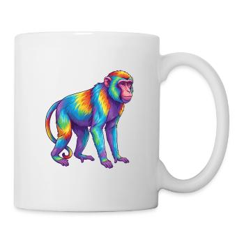 Bunte Affen-Regenbogen-Pop-Art-Aquarell - Tasse - Weiß - Rechts