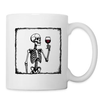 Skeleton with Wine Glass Vintage Wine Connoisseur - Mug - white - Right
