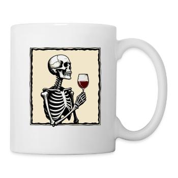 Skelett mit Weinglas - Tasse - Weiß - Rechts