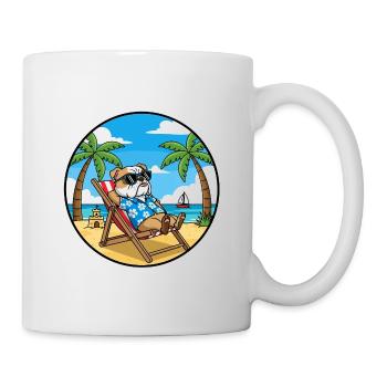 Coole Bulldog-Strandferien-Sommerstimmung - Tasse - Weiß - Rechts