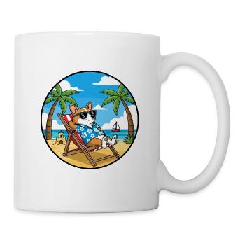 Coole Corgi-Strandferien-Sommerstimmung - Tasse - Weiß - Rechts
