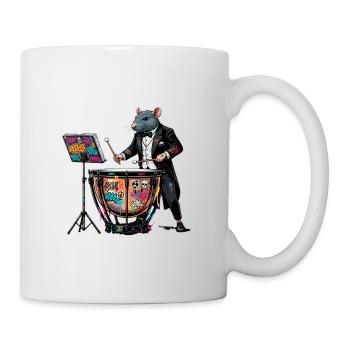 Timpani graffiti rat on drums - Mug - white - Right