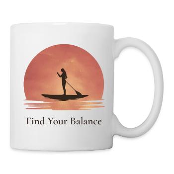 Find Your Balance – SUP Sunset - Tasse - Weiß - Rechts