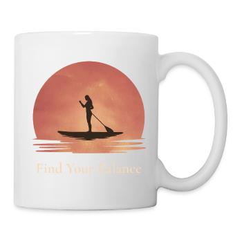 Find Your Balance – SUP Sunset - Tasse - Weiß - Rechts