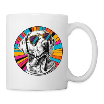 Sonnenbrillen-Dog im Farbkreis - Tasse - Weiß - Rechts