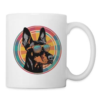 Dobermann Pop Art Sonnenbrille - Tasse - Weiß - Rechts