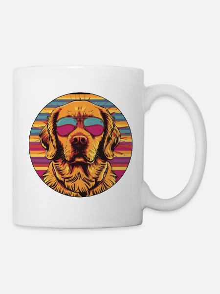 Sonnenhund Retro-Sunglasses - Tasse - Weiß