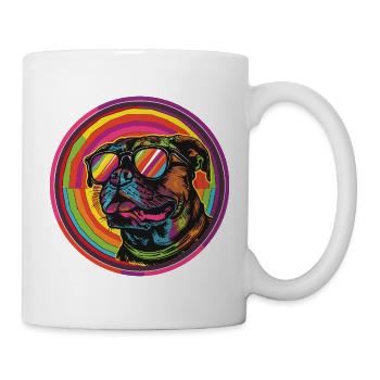 Bulldog mit Sonnenbrillen - Tasse - Weiß - Rechts
