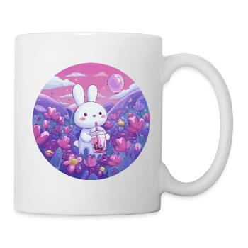 Kleiner Bunny im Lila Blütenmeer - Tasse - Weiß - Rechts