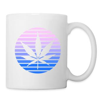 Cannabis Hanfblatt Retro Sunset Vintage Stil - Tasse - Weiß - Rechts