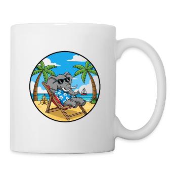 Ambiance estive de vacances à la plage des éléphants - Mug blanc - blanc - Droite