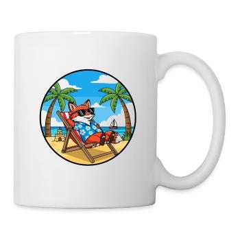 Coole Fox Beach Urlaub Sommerstimmung - Tasse - Weiß - Rechts