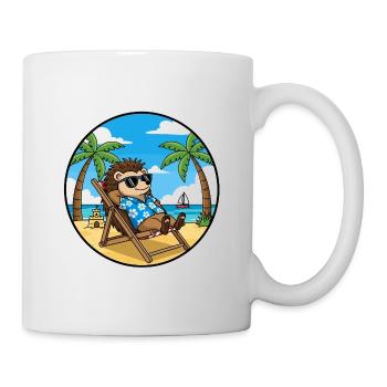 Coole Hedgehog Beach Vacation Summer Vibes - Tasse - Weiß - Rechts