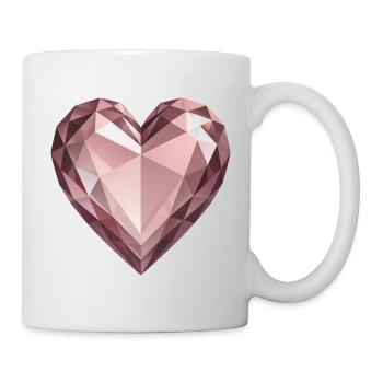 PINK DIAMOND HEART – Frieden & Liebe - Tasse - Weiß - Rechts