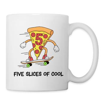 Cinq tranches de patineur de pizza cool - Mug blanc - blanc - Droite