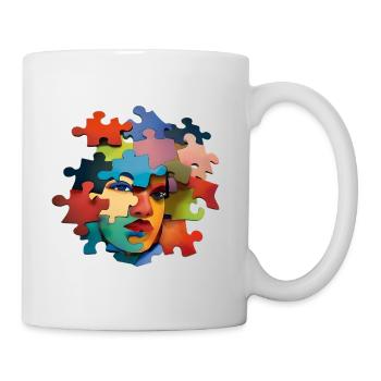Puzzlesporträt Farbexplosion - Tasse - Weiß - Rechts