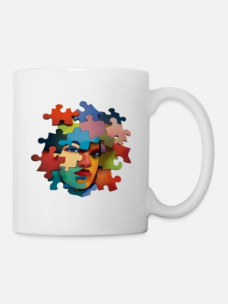 Puzzlesporträt Farbexplosion - Tasse - Weiß