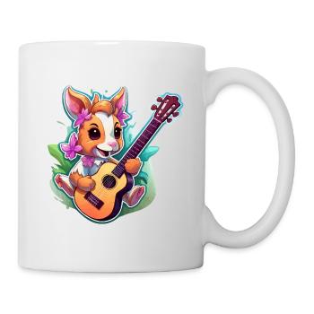 Lapin à la guitare et aux fleurs - Mug blanc - blanc - Droite