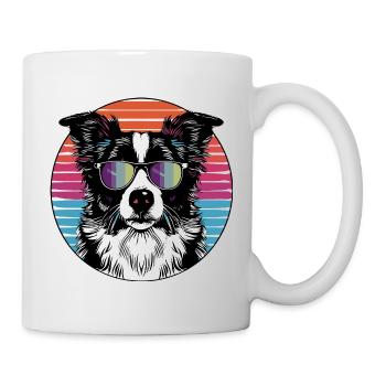 Retro dog with sunglasses - Mug - white - Right