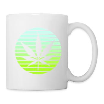 Cannabis Hanfblatt Retro Sunset Vintage Stil - Tasse - Weiß - Rechts