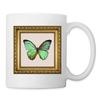 Emerald Butterfly in Gold Frame - Mug - white - Right