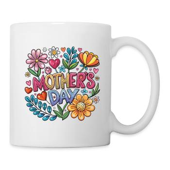 Muttertag Blumen Popart - Tasse - Weiß - Rechts