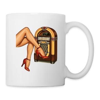 Rockabilly des années 50 Talons Épinglés Jambes Épinglées Jukebox Rétro - Mug blanc - blanc - Droite