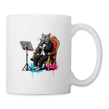 Ratte im Smoking spielt Klarinette - Tasse - Weiß - Rechts