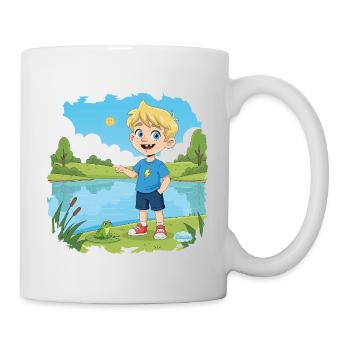 Bouno der kleine Abenteurer am See - Kinder Comic - Tasse - Weiß - Rechts