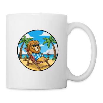 Coole Lion Beach Urlaubs-Sommerstimmung - Tasse - Weiß - Rechts