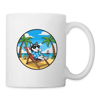 Ambiances estivales de vacances husky fraîches - Mug blanc - blanc - Droite