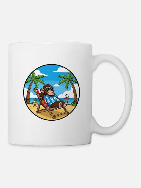 Coole Monkey Beach Vacation Summer Vibes - Tasse - Weiß