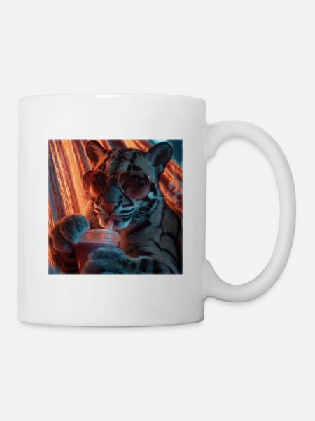 Chilliger Nebelparder Neon Hängematte Design - Tasse - Weiß