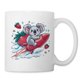 Raketenkoala mit Erdbeeren - Tasse - Weiß - Rechts