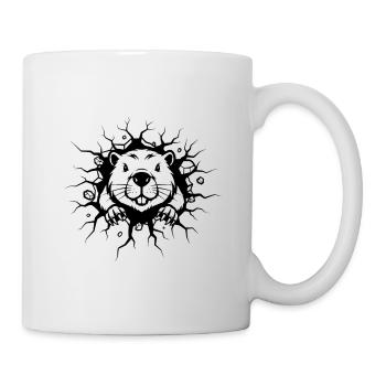 Biber Wanddurchbruch Lustiges Tierdesign - Tasse - Weiß - Rechts