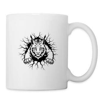 Illustration d’animaux sauvages percée sur le mur de Lynx - Mug blanc - blanc - Droite