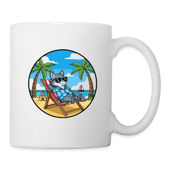 Coole Wolf Beach Urlaubs-Sommervibes - Tasse - Weiß - Rechts