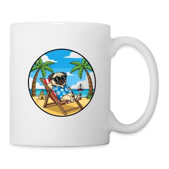 Coole Pug Beach Urlaubs-Sommerstimmung - Tasse - Weiß - Rechts