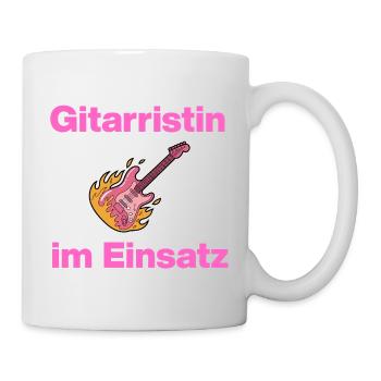 Guitarist in action, Pink Power! Girl power - Mug - white - Right