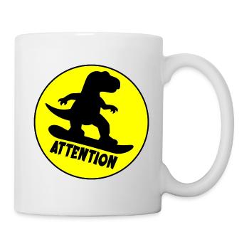 Attention Snowboarding Dinosaur - Mug - white - Right