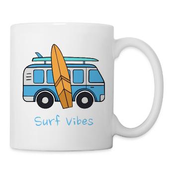 Surf Vibes Vintage Blue Travel Van Surfbrett - Tasse - Weiß - Rechts