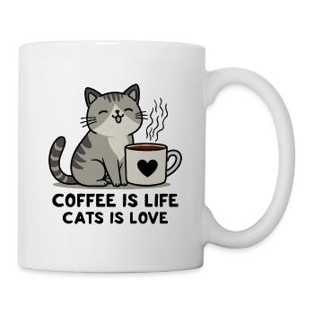 Coffee is Life Cats & Love Süße Katze Kaffee - Mug - white - Right