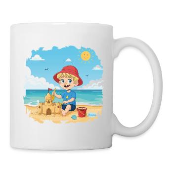 Bouno the little adventurer on the beach - Mug - white - Right