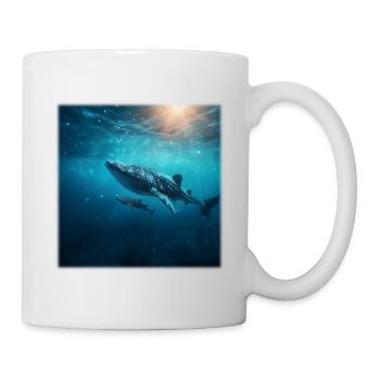 Walhai Mutter mit Baby Unterwasser Natur - Tasse - Weiß - Rechts