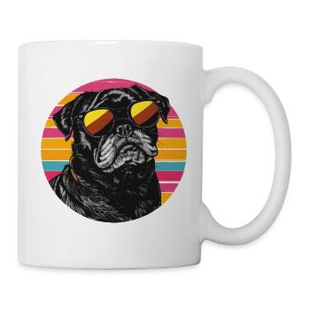 Pug Neon Retro Sonnenbrille - Tasse - Weiß - Rechts