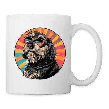 Sunglasses Dog in Retro Rainbow - Mug - white - Right