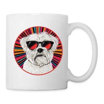 Chien punk avec des lunettes de soleil - Mug blanc - blanc - Droite