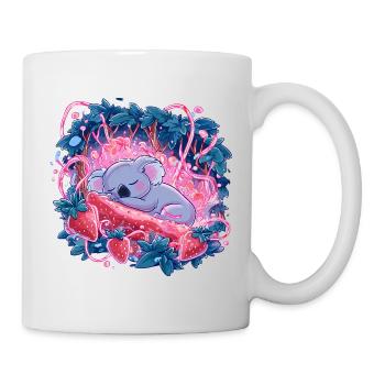 Koala endormi dans la lueur fraise - Mug blanc - blanc - Droite